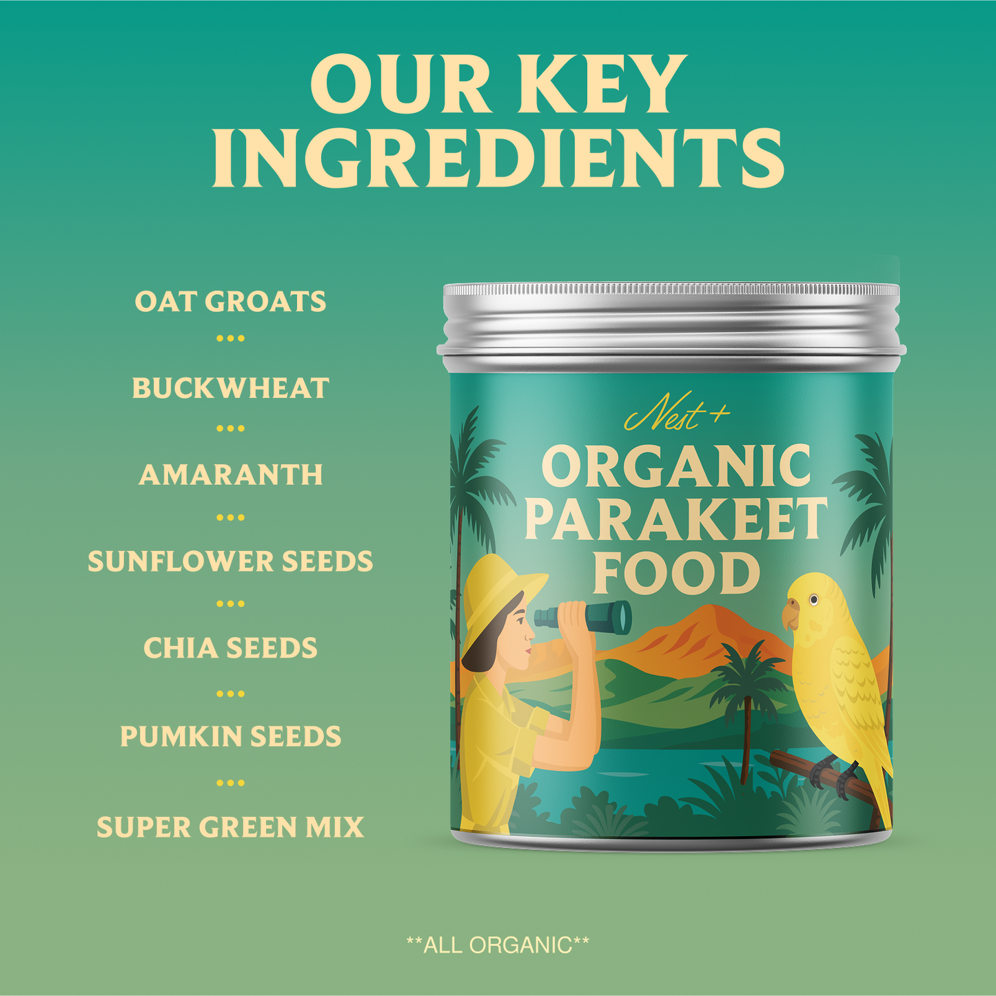 100% Organic Parakeet Food (1lb Tin)