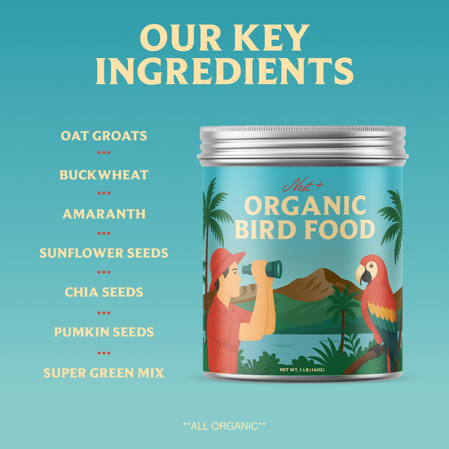 100% Organic Parrot Food (1lb Tin)